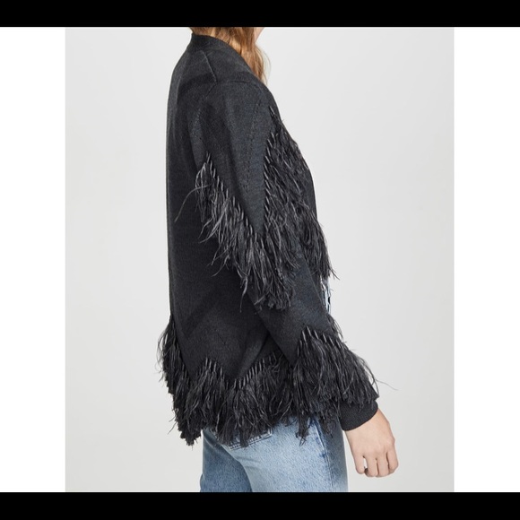 Kobe Halperin NWOT Ostrich feather Cardigan. - Picture 5 of 5